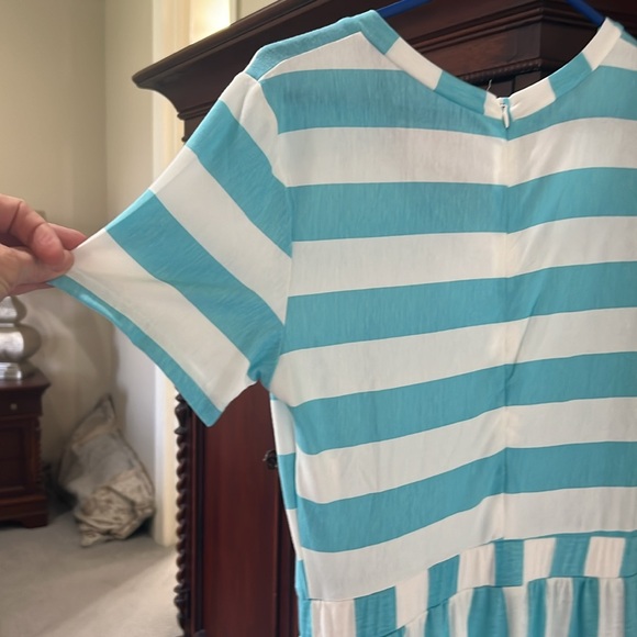 Boutique blue & white stripe jumpsuit size S - Picture 2 of 5